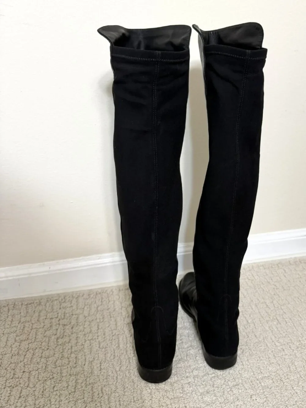 STUART WEITZMAN 5050 Black Leather Over-the-Knee Boots | Size 6.5M